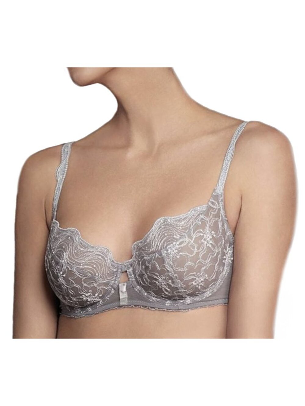 Wacoal Women's Cherish Bra Lace Cup Underwire Balconette French Silver Size 32D